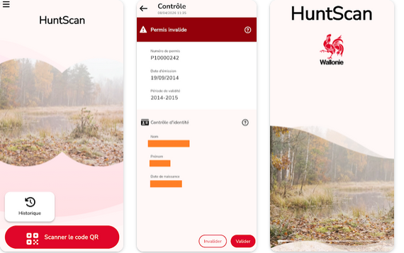 Application mobile native : SPW Huntscan